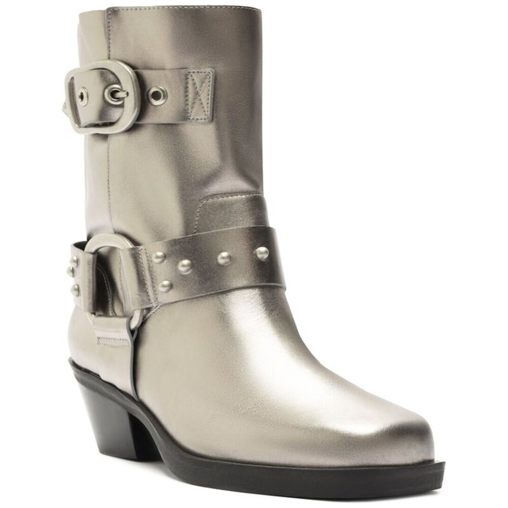 Arezzo Kaia Leather Bootie, Silver